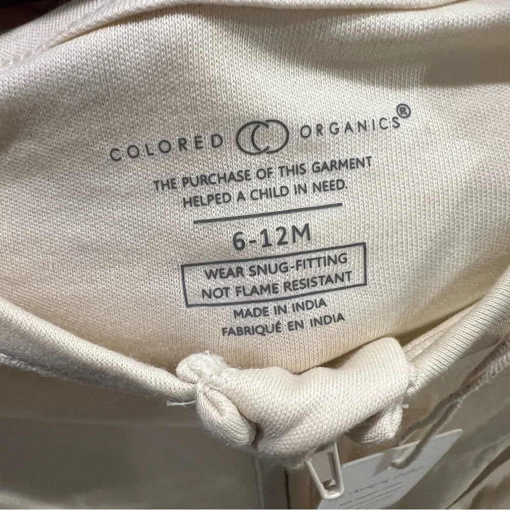 Colored Organics Peyton Zipper Sleeper Natural Size 6-12 months